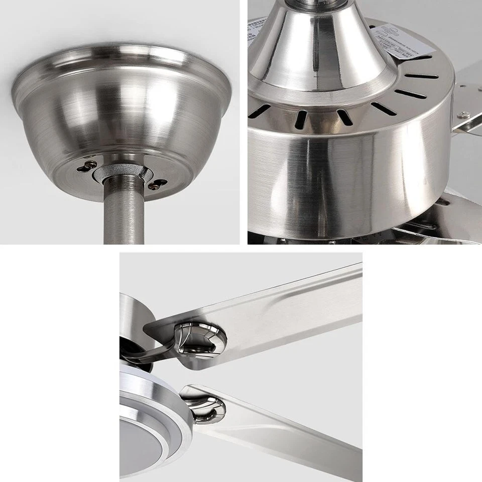 48" 5-blade stainless steel three-tone lighting fan chandelier - Image 3 of 4