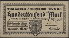 [18882] - Emergency money Waldshut, City, 100 Th Mark, 16.08.1923, Keller 5431a, used