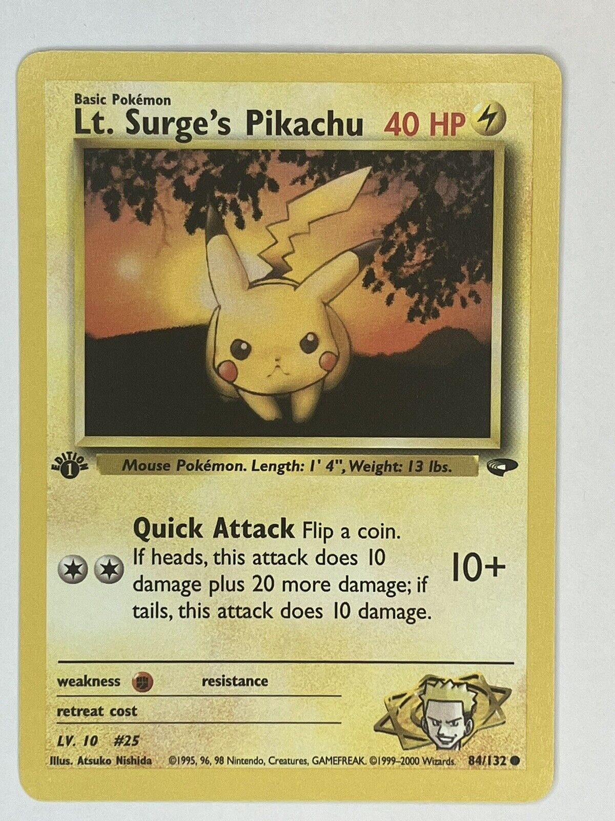 Lt. Surge's Pikachu 84/132 1st Edition Gym Challenge Pokémon TCG Commmon LP