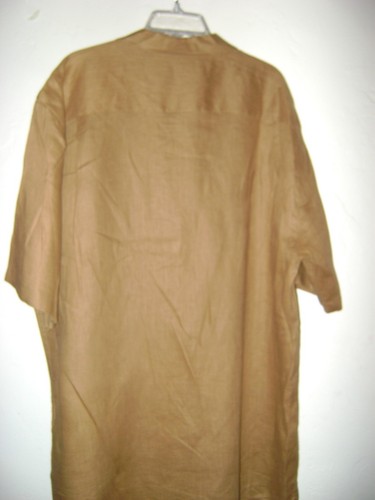 NEW 100% linen BAHAMA STYLE HAWAIIAN CAMP SHIRT XXL LITE TAN COLOR $80+ VALUE - Picture 2 of 2