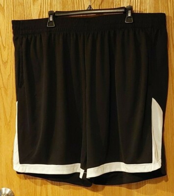 NWT Men's Big & Tall Tek Gear Basketball Shorts 3XB Black/White  -2968