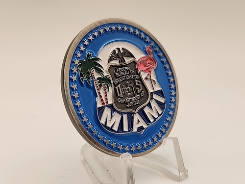 FBI DEPARTMENT OF JUSTICE MIAMI FLORIDA CHALLENGE COIN - Picture 2 of 7