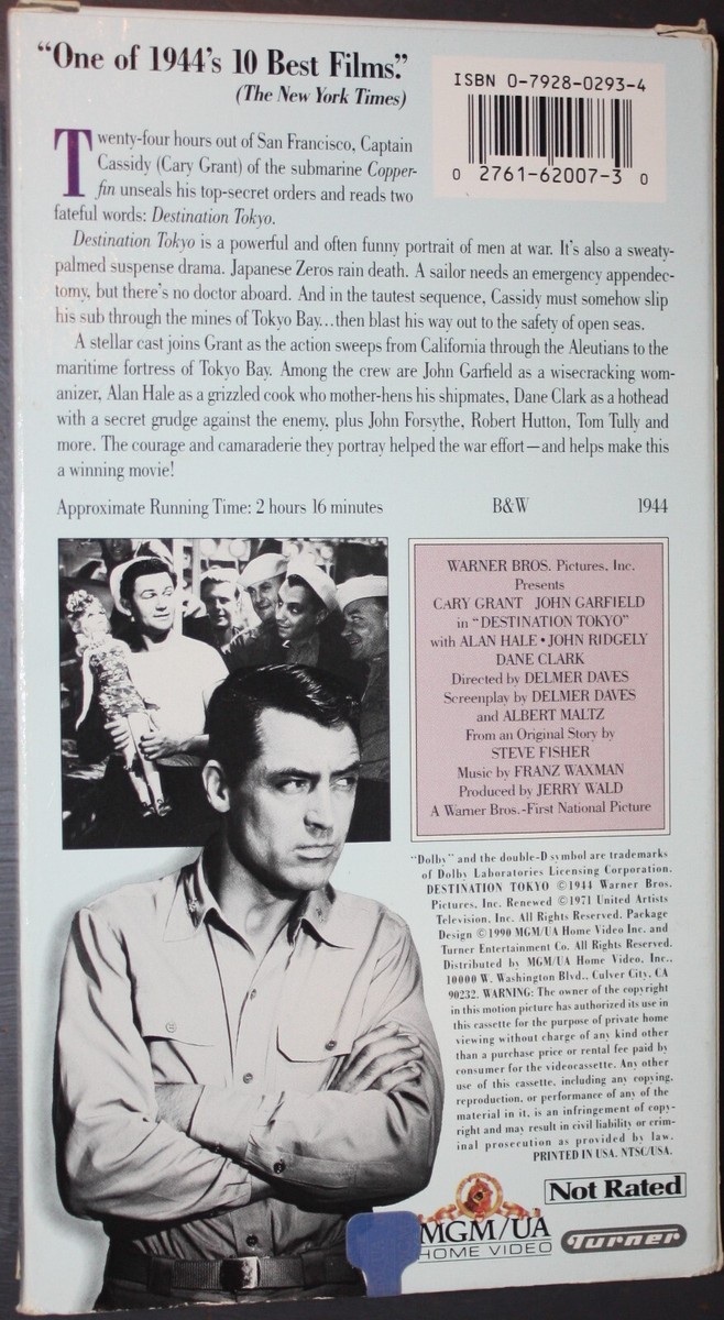 DESTINATION TOKYO (vhs) Cary Grant, John Garfield. VG. Rare