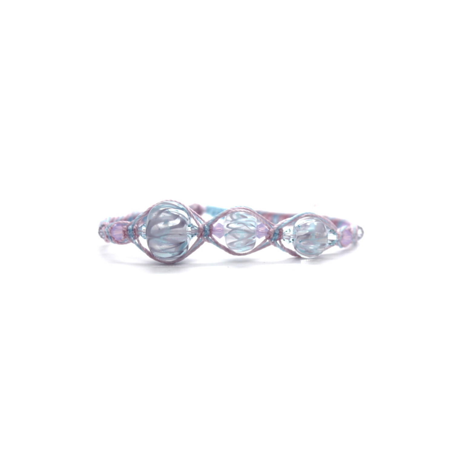 Bracelet macramé perles de Murano bleu violet rose, l'idée cadeau femme idéale