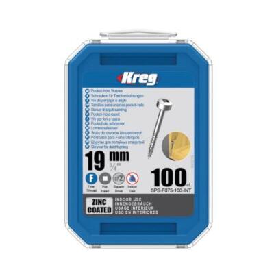 Kreg Flachkopf Taschenlochschrauben | verzinkt |  SPS-F075-100-INT