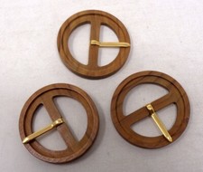 Lot 3 Boucles de ceinture anciennes en bois - Mercerie vintage