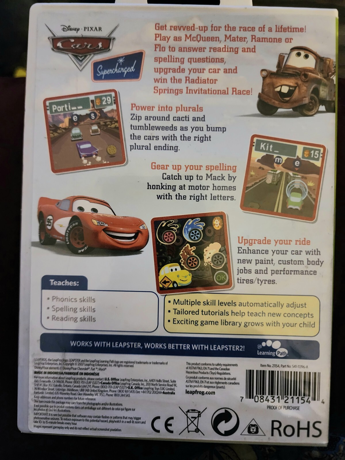 Leapfrog Leapster Learning Game Disney Pixar Cars Supercharged for ALL