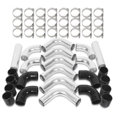 3" Universal Aluminum Turbo Intercooler Elbow Pipe Kit + Silicone Hose + Clamp