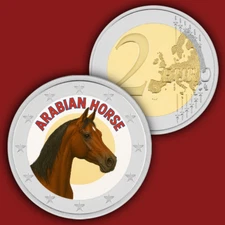 ARABIAN HORSE   2 Euro Coloured  UNC Color  Coin