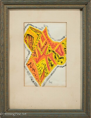 Stunning Vintage Abstract Painting Bright Orange and Yellow Color, Monogramed?