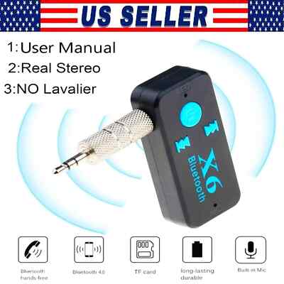 X6 Wireless Bluetooth 4.1 3.5mm AUX Audio Stereo Music Car Receiver Adapter Mic