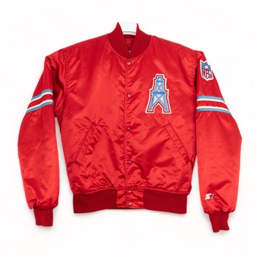 Vintage Houston Oilers Satin Starter Jacket Bomber Red Size Medium - SUPER RARE - Picture 1 of 7