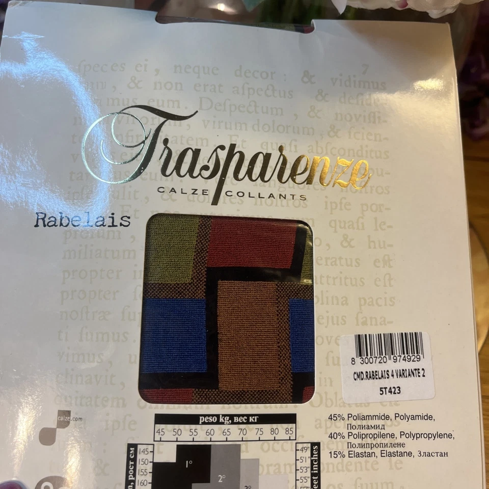 Sexy Medias Trasparenze Rabelais Multicolor Cuadradas Estampadas 4 Grandes L Nuevas en Paquete Foto 4 de 4