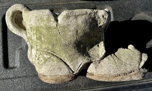 Vintage Old Shoe Boot Outdoor Garden Concrete Planter Mossy 12” X 7”