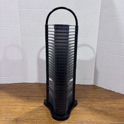 Fellowes Vintage 90s 32 Disc CD Tower Rack Holder Wood Black