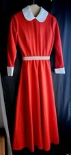 Vintage Red Orphan Annie Style Thick Bias Fabric 60's MCM Dress Costume Sz Sm T