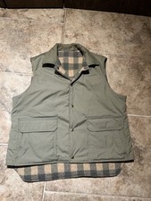 Vintage Woolrich Men's Vest Khaki Tan Size XL Flannel Lined Snap Front Collared