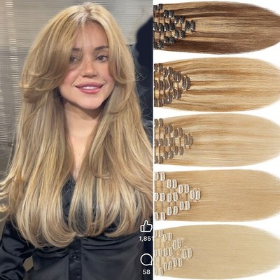 CLEARANCE Clip In 8 Pieces Full Head Highlight Real Human Remy Hair Extensions