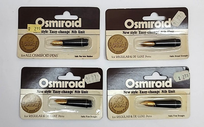 4 Osmiroid Easy Change Italic Nibs-Fine Inter Med-Broad Straight-2 Fine Straight