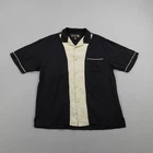 Vintage Nat Nast Shirt Mens Medium Black Beige Silk Tony Soprano Button Up Camp