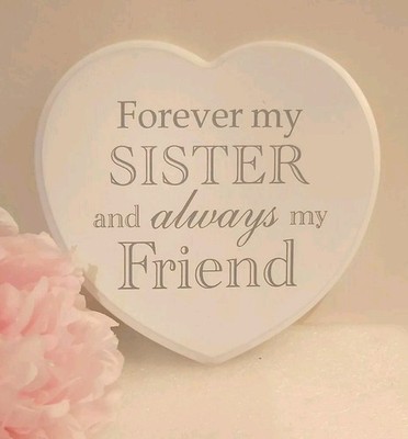 ''Forever My Sister'' Herz zum Aufhängen Holzplatte Neu