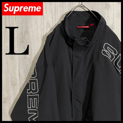 Veste de survêtement SUPREME nylon noir taille L homme modèle 23fw avec broderie