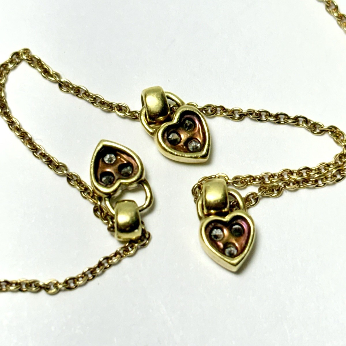 Jose Hess 18K Yellow Gold 0.18ctw Diamond Heart Station 17.25" Necklace 4.8g View 4