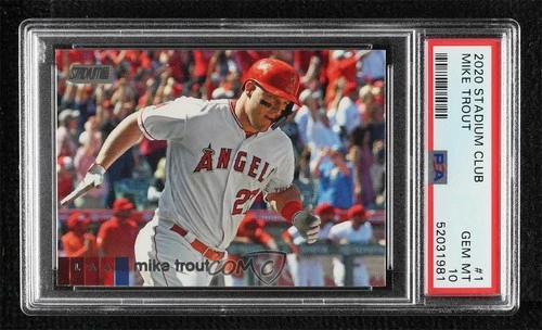 2020 Topps Stadium Club Base Mike Trout (Horizontal Running) PSA 10 GEM MT 15r3