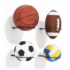Ball Holder Wall Mount Set Sports Ball Racks for Basketball, Soccer, 4 pack
