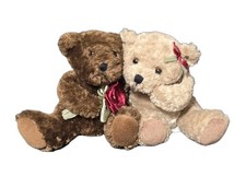 VINTAGE Plushland Teddy Bear Love Couple Rose VALENTINES Plush Stuffed Animal