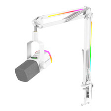 FIFINE AmpliGame AM8PROT Dynamic Microphone Kit with RGB Boom Arm Stand - White
