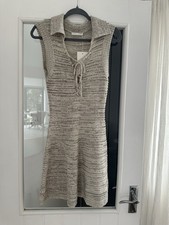 Zara Short Knit Dress With Ties Size Small New With Tags Beige