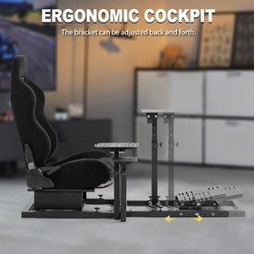 Marada Flight Racing Simulator Cockpit With Black Seat Adjustable Fits Logitech