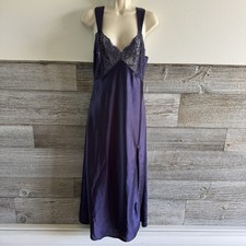 Vintage Y2K Victoria  s Secret Satin Maxi Slip Dress Sequin Lace Nightgown M S1 