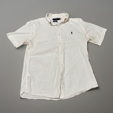 Polo Ralph Lauren Shirt Mens L Short Sleeve White Seersucker Button Down Pony