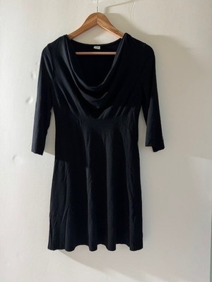 Three Dots Dress Size Medium Black 3/4 Sleeve Soft Stretch Viscose Raw Hem
