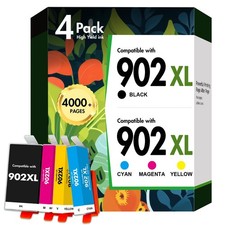   NEW HP Ink  902XL / 902  Black / Color  High-Yield  Compatible  4-Pack