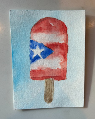 Puerto Rico Flag Paleta Ice Cream ACEO Boricua Original Watercolor Anna Hartzog