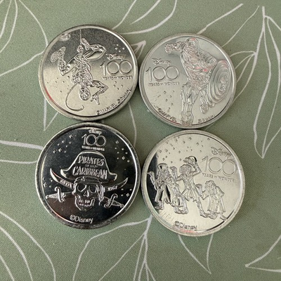 #ad #ad Disney Parks Disneyland 100 Years of Wonder Medallions Silver Coins Set of 4 $29.99
