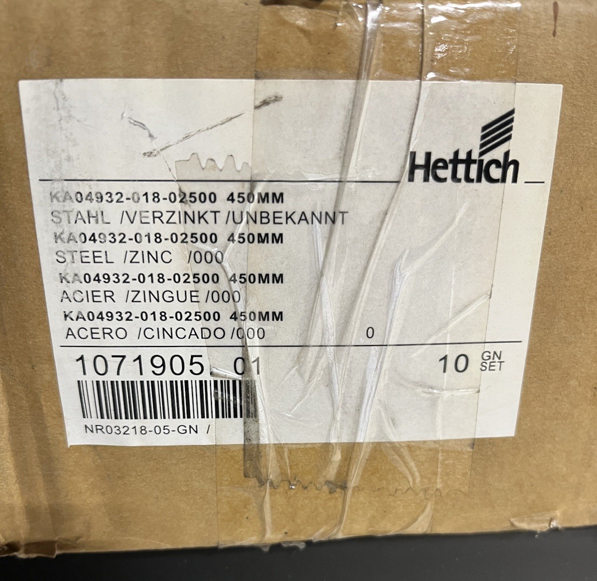 Hettich KA4932 Over Extension 18 in. Drawer Slide 130 lb. Capacity (No Screws)