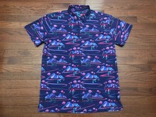 RETRO RIFLE S/S HAWAIIAN BUTTON UP SHIRT MENS LARGE BROWNELLS PURPLE ASSAULT