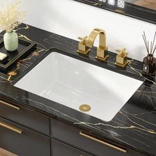Bathroom Sink Undermount - 20"X15" Vanity Sink Modern White Rectangle Undermount