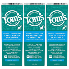 Fluoride-Free Rapid Relief Sensitive Toothpaste, Fresh Mint, 4 Oz. 3-Pack Packa