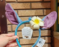 NEW Disney Parks Stitch Plush Ear Headband Blue With Flower