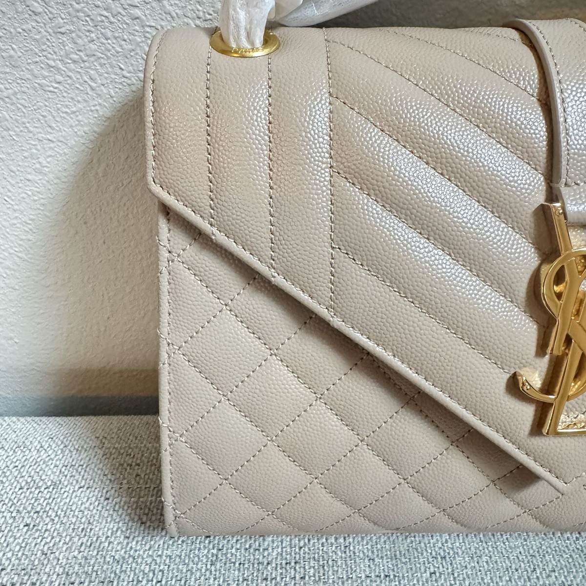 Saint Laurent YSL Monogram V-Flap Envelope Tri-Quilt Shoulder