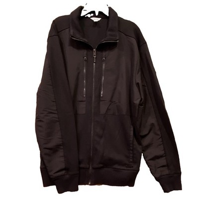 Calvin Klein Men's Full Zip Jacket Black Stand-Up Collar Regular Fit Size L