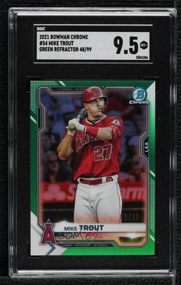 2021 Bowman Chrome Green Refractor 48/99 Mike Trout #54 06yt