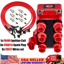 FD488 Ignition Coil + Wire Set +Spark Plug for Ford Mustang Mazda Mercury Jaguar