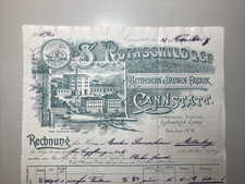 1899 Historische Litho Rechnung S. Rothschild Bettfedern Daunen Fabrik Cannstatt