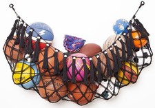 Sports Storage Organizer Garage Ball Storage Wall Hanging Organizer Net for B...